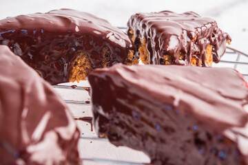melted chocolate cake close up