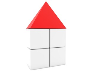 Toy block house with a red roof