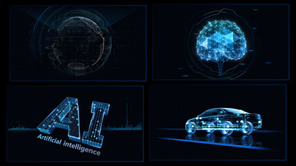 Digital Network Technology AI artificial intelligence data concepts 3D illustration Background