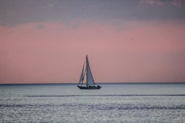 sailboat at sunset