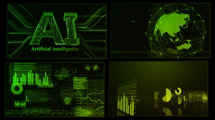 Digital Network Technology AI artificial intelligence data concepts 3D illustration Background