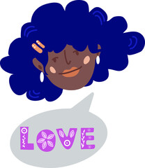 Cute card. Love. Modern illustration in vector. Design for banner, card, placard, brochure. Transparent background 