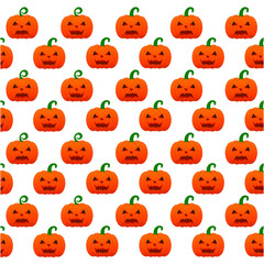Obraz premium Halloween background. Crazy and funny pumpkin print. Vector illustration. Pumpkin pattern perfectly fit as wallpaper, wrapping paper, flyer, advertisement, banner, poster. 