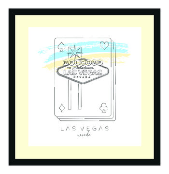 Las Vegas poster minimal linear vector illustration and typography design, Nevada, Usa