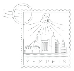 Minimal linear Memphis stamp, vector illustration and typography design, Tennessee, Usa