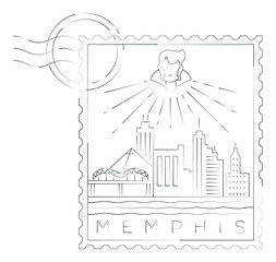Minimal linear Memphis stamp, vector illustration and typography design, Tennessee, Usa