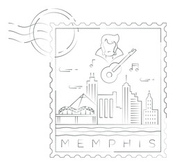 Memphis stamp minimal linear vector illustration and typography design, Tennessee, Usa