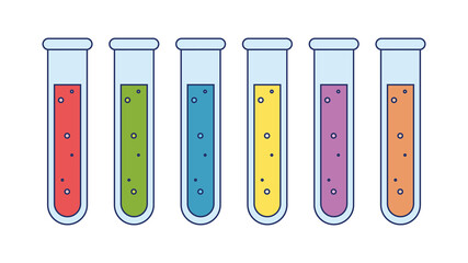 Set of test tubes. Scientific glassware. Flat style. Vector illustration.

