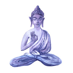 Buddha watercolor on white background illustration.