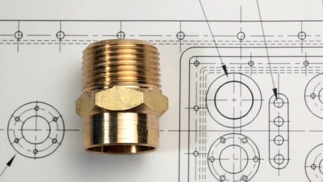 Plumbing fittings against a mechanical blueprint