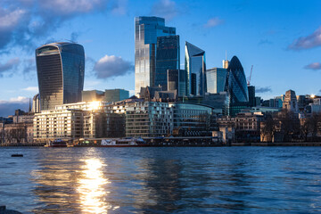 Naklejka premium A view of the City of London over the Thames