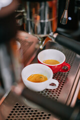 espresso machine pouring fresh espresso