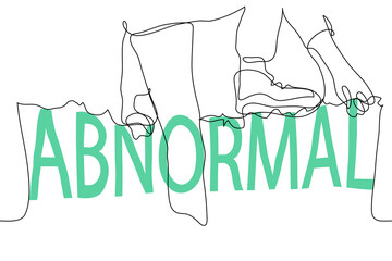 The concept of abnormality, inadequacy, originality, madness. One continuous line of art man climbs onto the wall from the word 