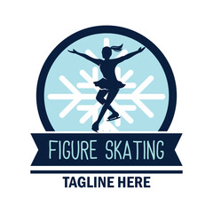 speed figure skating logo with text space for your slogan tag line, vector illustration