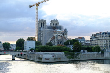 Notre-Dame de Paris during a sunset. the 2nd july 2020.