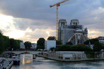 Notre-Dame de Paris during a sunset. the 2nd july 2020.