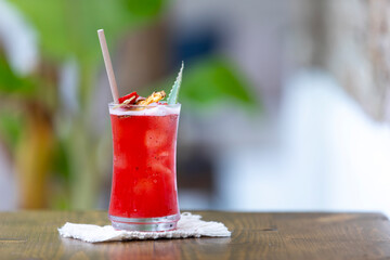 Beautifully prepared cocktail on the table. 