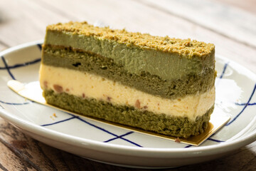 delightful Matcha green tea maccademia cake