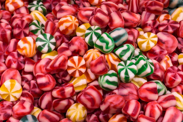 Sweets. Confectionery of different shapes and colors.