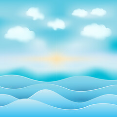 bright sky with sea ocean weves sunny summer tropical background