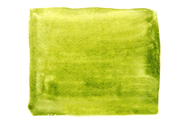 Olive color square painted watercolor on white background