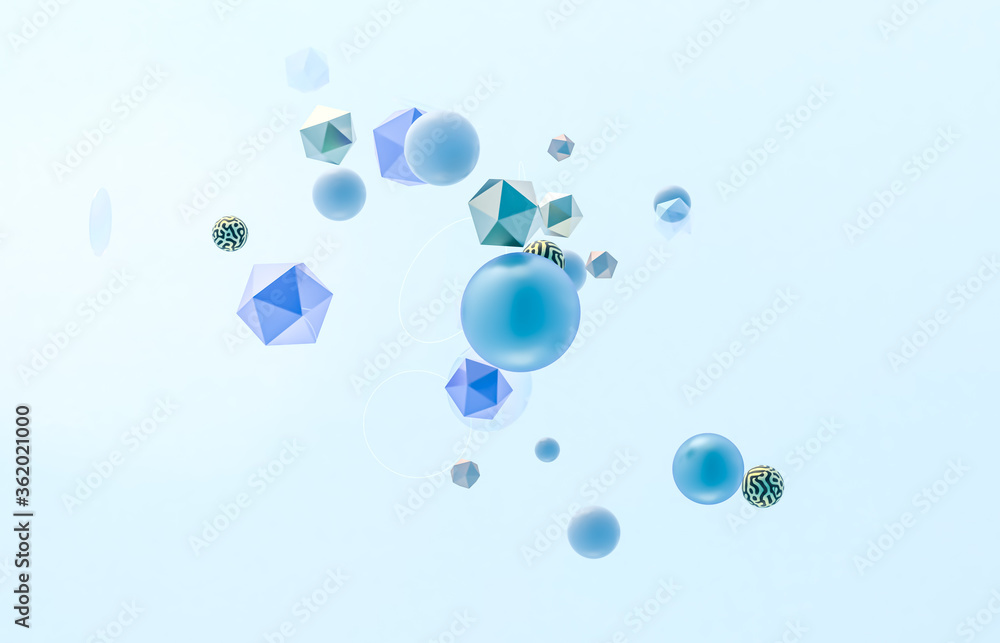 Leinwandbilder abstract 3d art background with geometric shape floating in the air.