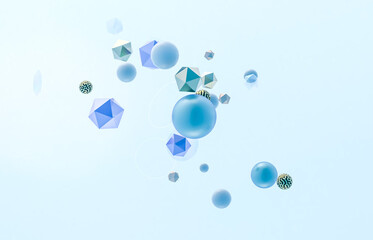 Abstract 3d art background with geometric shape floating in the air.