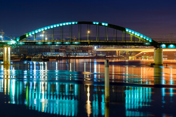 Old Sava Bridge over Sava river in Belgrade Serbia