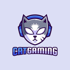 mascot cat gaming logo design 