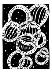 Vector illustration of a hand drawn black and white circle abstract pattern.