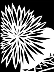 Vector illustration of abstract cut out image made by hand and then vectorized. Black & White abstract flower.