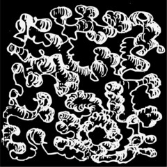 Vector illustration of a black & White abstract hand drawn image.  Bowels, worms, clouds like image.