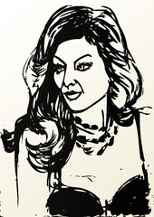 Vector illustration of a pretty girl / woman drawing.