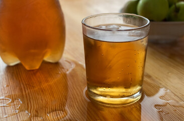 splash of apple soda in wood