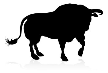 A high quality detailed bull male cow cattle animal silhouette