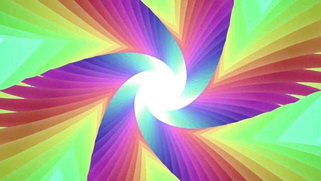 Abstract Colorful Flower Shaped Lines Spin Spiral Hypnotic Background Animation