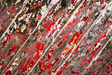 Red Worn Paint on Wood Texture