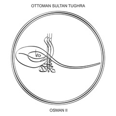 Obraz premium vector image with Tughra a signature of Ottoman Sultan Osman the second