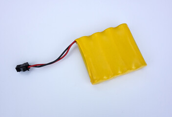 Battery for RC models yellow on white isolate