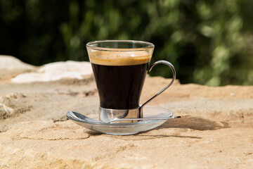 black espresso coffee with foam