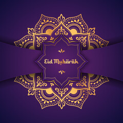 Eid Mubarak Mandala Luxury Vector Background for
Greeting Card, Social Media Poster Template