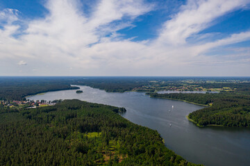 Fototapeta na wymiar aerial view of the Masurian lakes - the largest lakes