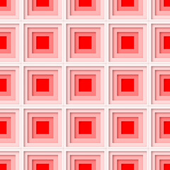 Abstract seamless pattern of squares. Geometric pattern. 3d illustration. Red step gradient.