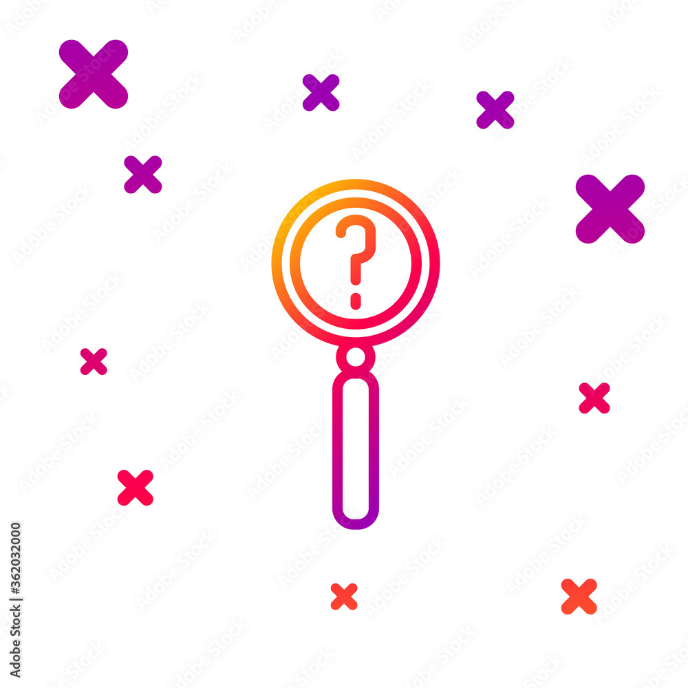 Poster color line magnifying glass with search icon isolated on white background. detective is investigatin