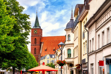 Cityscape of Bernau with view to the Marienkirche (Marien church)