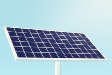 solar cell panels electric clean energy power, 3d illustration on blue sky.