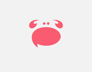 Creative red logo icon crab and cloud chat