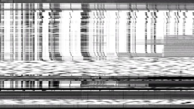 VHS TV Noise Footage, black and white, glitchy analog vintage signal with bad interference, static noise background, overlay ready