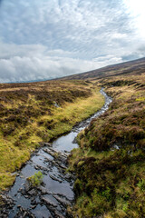 Landschaftsbild in Schottland mit einem Bach