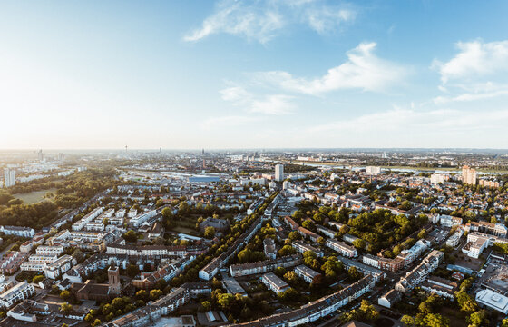 Aerial Drone Shot Of The City Cologne, Germany